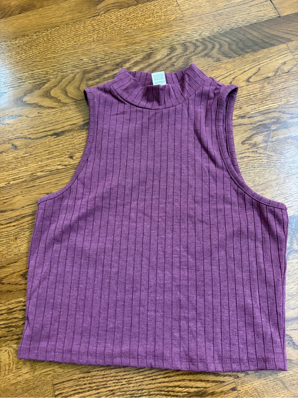Ribbed Mock Neck Sleeveless Top - Plum